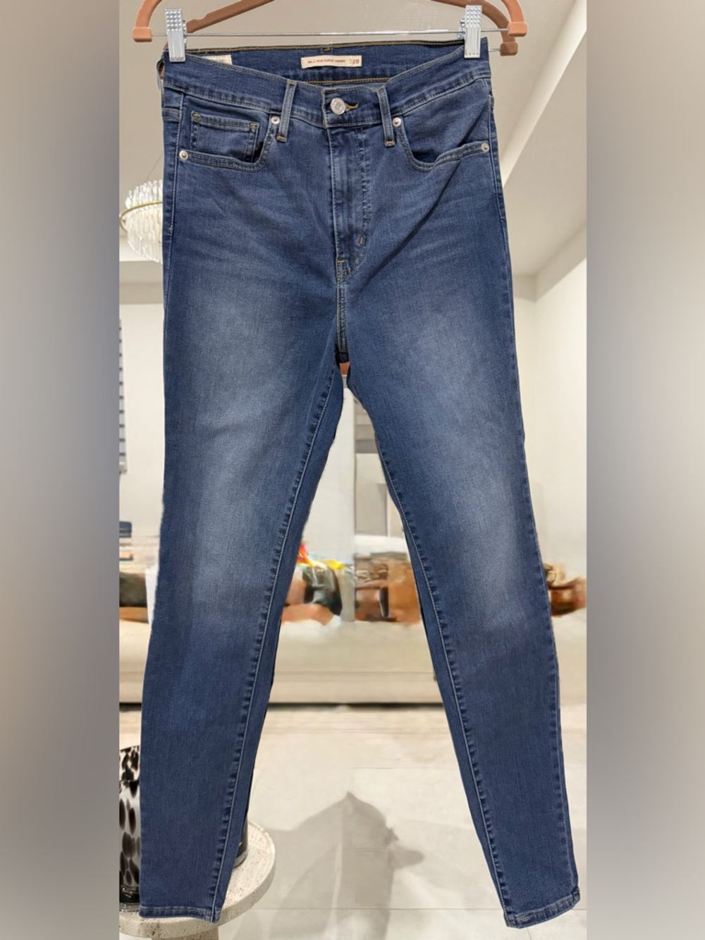 Levi's Dark Blue Mile High Super Skinny Stretchy Cotton Blend Jeans - Size 28